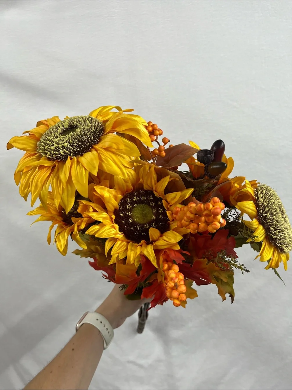 Artificial Sunflower and Autumn Floral Bouquet - Yellow and Orange